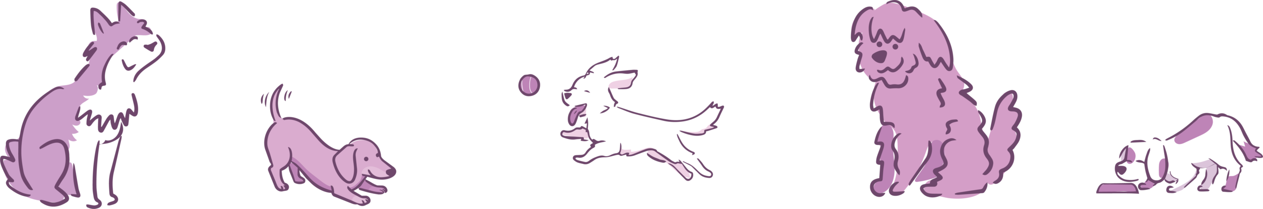 Clipart of different dogs for Feels Like Home Dog sitting Services