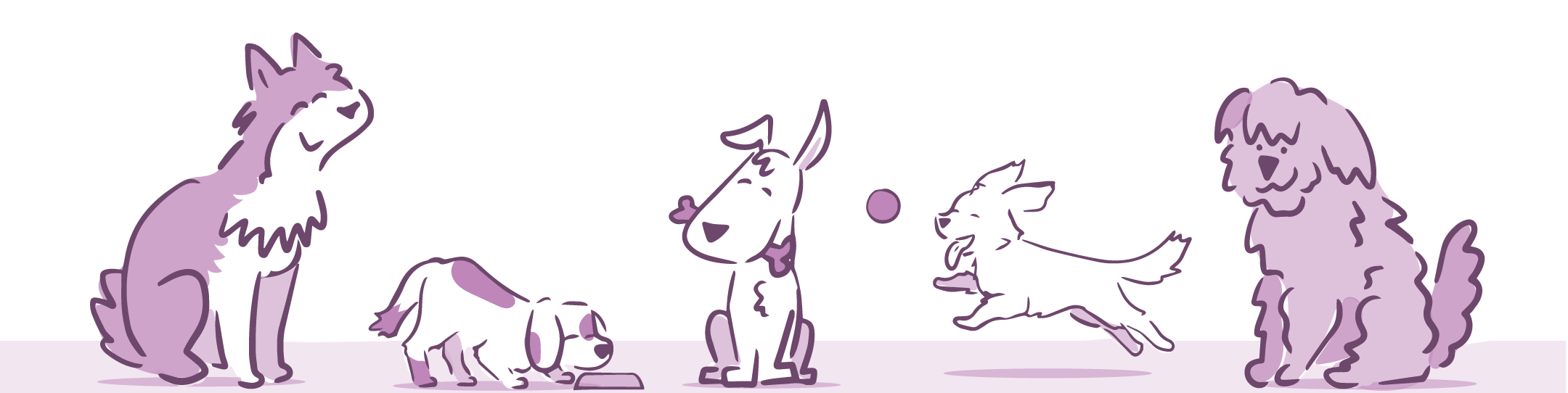 Clipart of different dogs for Feels Like Home Dog sitting Services